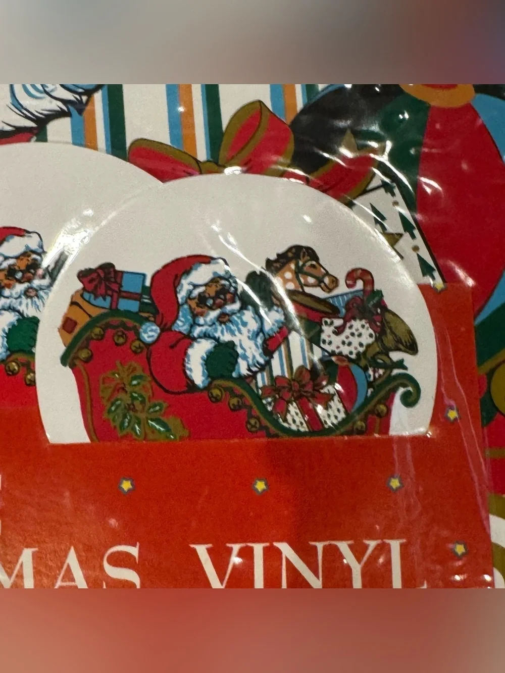 Set of 4 Vintage Christmas Vinyl Placemat & Coaster Set Santa Claus New 13